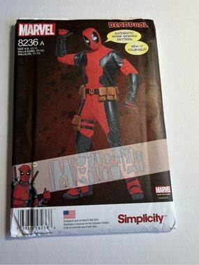 Simplicity Deadpool Men’s Superhero Sewing Pattern - Red & Black size XS-XL